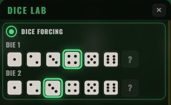 Force Dice with Die 1=4, Die 2=3 selected