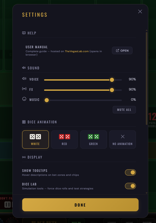 Settings panel top section