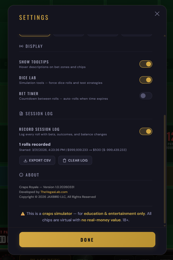 Settings panel bottom section