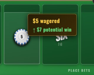 Normal tooltip showing wager and potential win