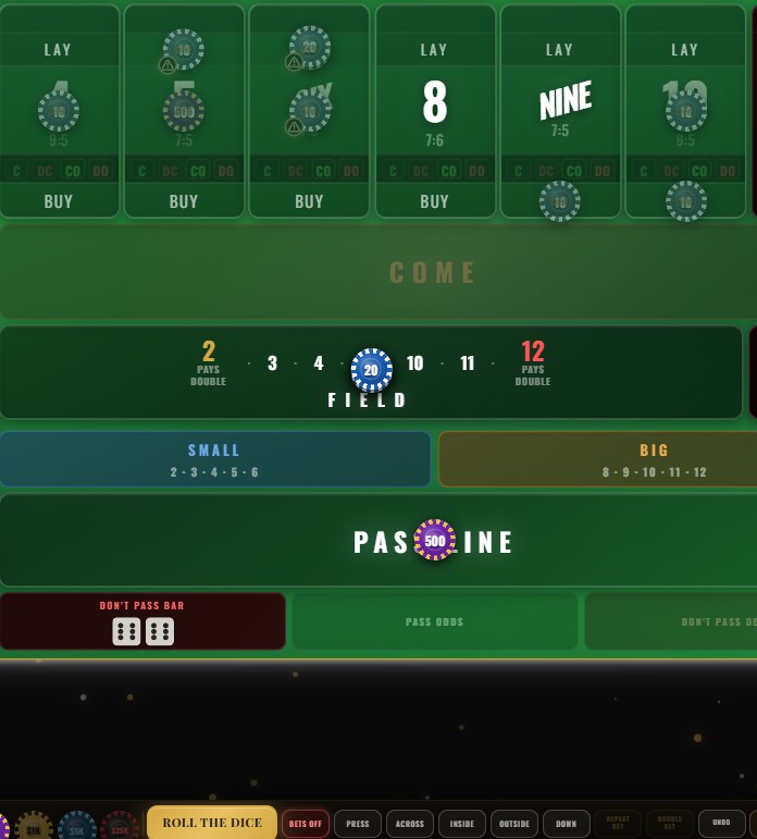 Table with bets dimmed showing BETS OFF active