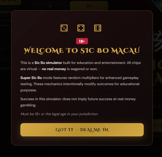 Welcome disclaimer overlay