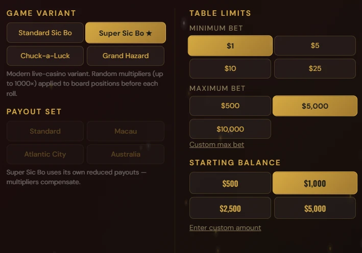 Variant selector with 4 buttons